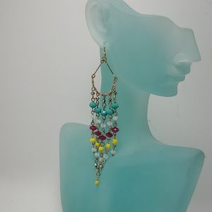 Layered bead dangle hook earrings